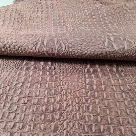 Medium brown exclusive embossed crocodile leather over lambskin