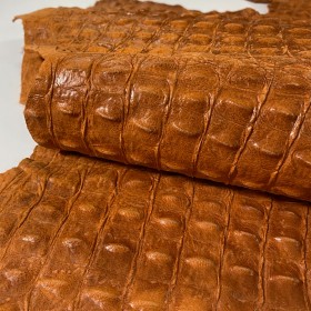 Brown brandy exclusive crocodile embossed over calf leather