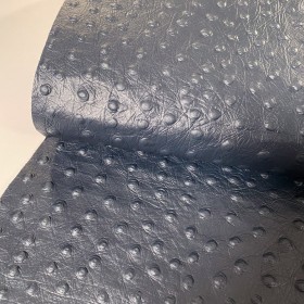 Dark blue fantasy embossed ostrich over cowleather side