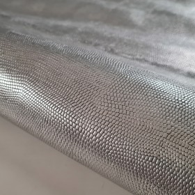 Silver metallic embossed lizzard over cowleather side