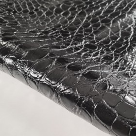 Black crocodile embossed cowleather side