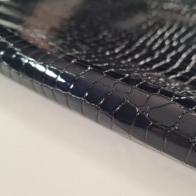 Piel de vacuno charol grabado imitación cocodrilo tono azul oscuro