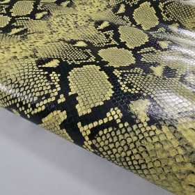 yellow snake embossed over calfskin