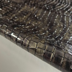 Black and grey crocodile embossed over patent cowleather