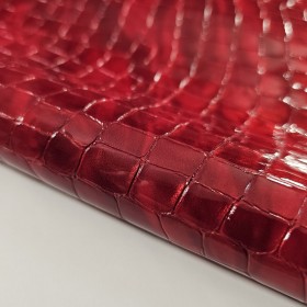 red crocodile embossed  leather sides