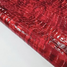 red embossed crocodile leather sides