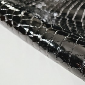black crocodile leatherside patent finish