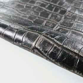 black silver crocodile embossed cowleather