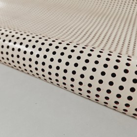 Hoja de piel vacuno flor rojo, corregido con placa beige y acabado perforado