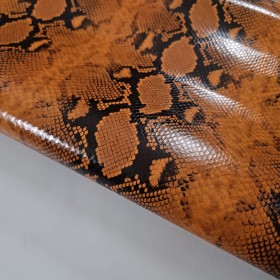 Becerro grabado imitación piel de serpiente natural naranja y negro