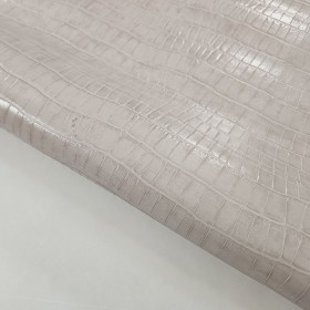 Soft cream crocodile embossed  leather