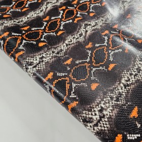 orange black snake embossed over calfskin