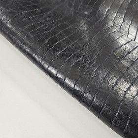 Cuero vacuno grabado imitacion piel de cocodrilo azul