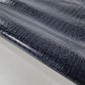 Dark blue crocodile embossed leather side