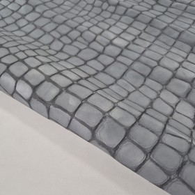 vacuno grabado piel cocodrilo azul mate