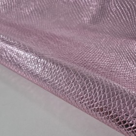 fuschia laminated snake printed over goat leather