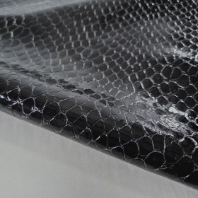 black crocodile embossed leather