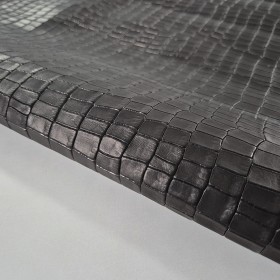 Hoja de cuero negro grabado imitación piel cocodrilo negro