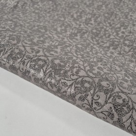 serraje afelpado vacuno gris estampado con flores en relieve.
