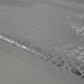 silver laminated crocodile effect over goatskin