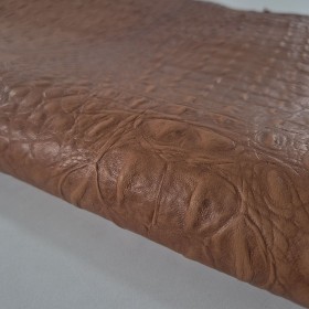 brown crocodile embossed leather