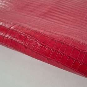 Hojas de cuero vacuno grabado cocodrilo rojo