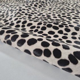 white hair cowleather side with black stain dalmata animal print imitation