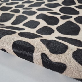 white hair cowleather side with black stain giraffe animal print imitation