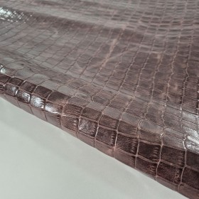 Dark brown rustic vintage crocodile printed cowleather sides