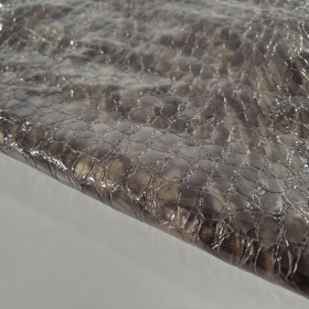 Grey vernice cowleather side crocodile printed