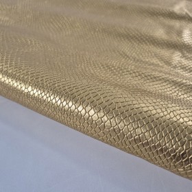 Gold laminated snake printed over calfskin leather