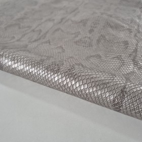 Silver metallic snake printed over cowleather side