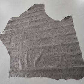 Silver metallic snake printed over cowleather side
