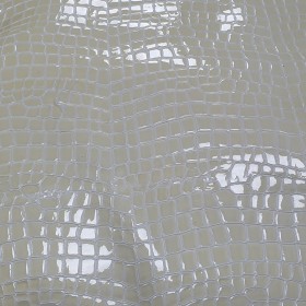 cream embossed crocodile over patent leather
