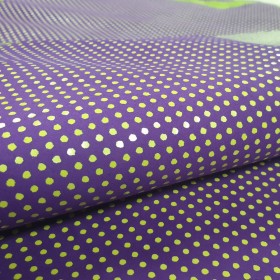 yellow points over purple goatsuede leather